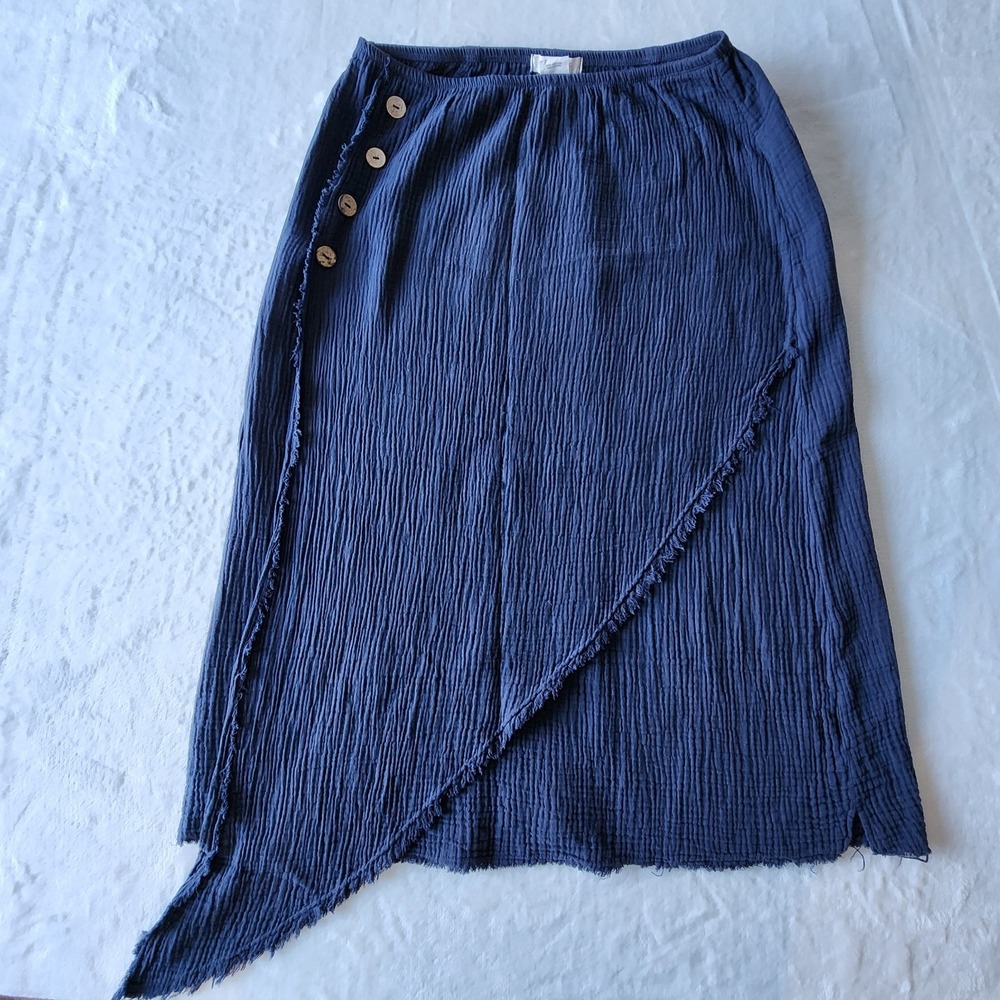 Women's Navy Midi Asymmetrical Skirt